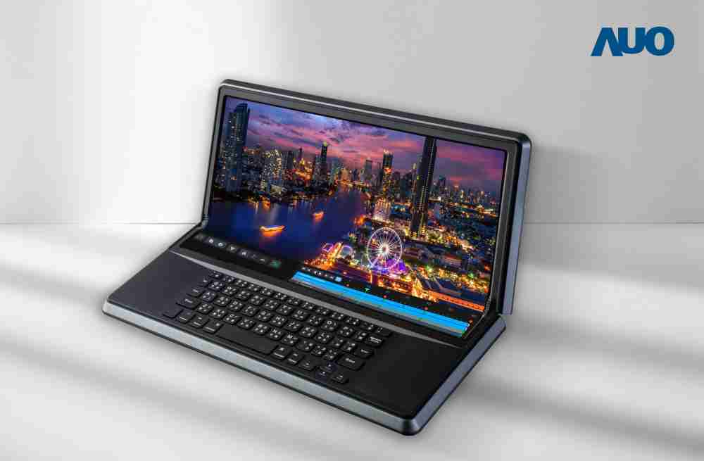 欧陆注册14.6吋Micro LED折迭显示屏幕，，搭配半径4mm的弯折绞炼，，，，以及高画素、、、、高亮度、、、高对比度的显示技术特点，，即便在大视角下仍保有绝佳色相与亮度